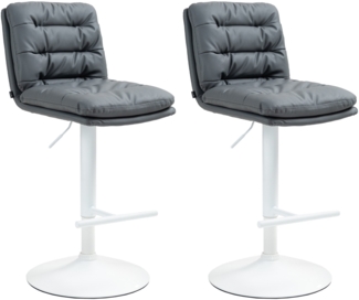 DELUKE® Barhocker 2er Set TURIN - Grau, Kunstleder, Weiß Barhocker mit Lehne Barstuhl Tresenhocker Tresenstuhl Kneipenhocker Kneipenstuhl
