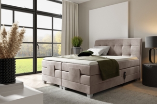 Boxspringbett Elektrisch Bett FRANCO 140x200cm in Stoff Fresh Macchiato
