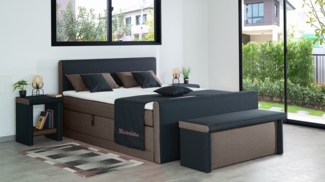 Meisterbetten Boxspringbett Amos 120x220 in W-Brown in W-Black, Matratzenbezug Nano, Ergoflex-Topper, mit Fussteil