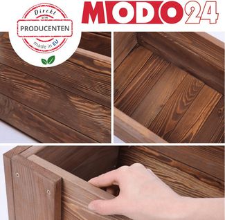 Modo24 Blumenkasten Pflanzkübel Holz, Hochbeet mit Schutzfolie, Kiefernholz Pflanzkasten, Blumenkasten für Outdoor Garten Terrasse Balkon, Wetterfest RDZP