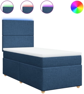 vidaXL Boxspringbett mit Matratze Blau 90x200 cm Stoff 3293462