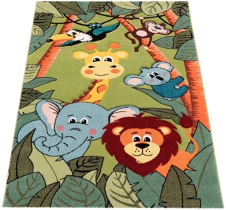 Paco Home Kinderteppich Diamond 638, rechteckig, Höhe: 18 mm, 3D-Design, Motiv Dschungel Tiere, Kinderzimmer, Kundenliebling