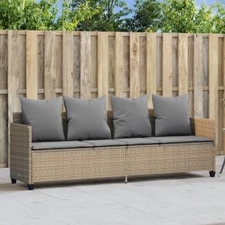 vidaXL Sonnenliege mit Kissen Beige Poly Rattan 368347