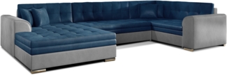 Wohnlandschaft Damario Monolith 77 Blau mit Schlaffunktion