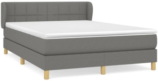 Doppelbett, Polsterbett mit Matratze Stoff Dunkelgrau 140x200 cm
