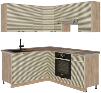 Eckküche Fame-Line Eiche Paneel/Goldkraft Eiche 190 x 46 cm ohne Arbeitsplatte Vicco