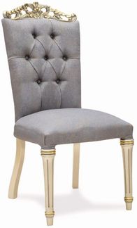 Casa Padrino Luxus Barock Esszimmer Stuhl Grau / Creme / Gold H. 108 cm - Barock Möbel