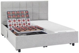 Dekoratives Bett mit elektrischer Relaxfunktion mit Tellern + Memory-Schaum-Matratze - 2 x 90 x 200 cm - Stoff - Grau - EREGA von YSMÉE
