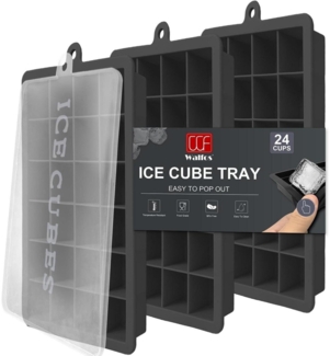 Walfos® Silikon Eiswürfelform 3x24 mit Deckel BPA-frei Cocktails Whisky 72