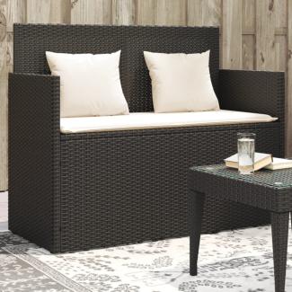 vidaXL Gartenbank mit Kissen Schwarz Poly Rattan 365760