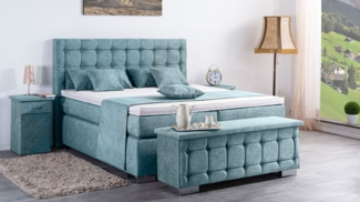 Meisterbetten Boxspringbett Lanz 160x200 in DS-Azurro, Matratzenbezug Nano, Ergoflex-Topper