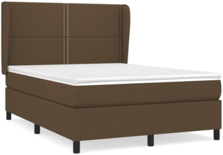 vidaXL Boxspringbett mit Matratze Dunkelbraun 140x200 cm Stoff 3127888