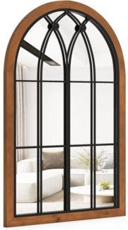 KOMFOTTEU Wandspiegel mit Fensteroptik, Gewölbter Hängespiegel, 90x60 cm