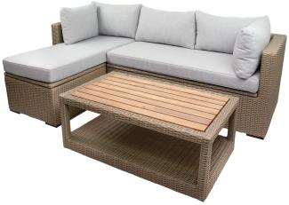 Ancona Gartenlounge, Polyrattan, grau, für 3 Personen