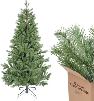 SALCAR Künstlicher Weihnachtsbaum 180 cm aus 90% PE Spritzguss, Premium Nordmanntanne, realistischer Christbaum mit Schnellaufbau Klappsystem