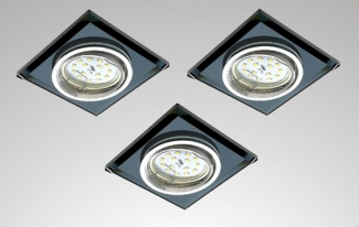 TRANGO LED Einbauleuchte, 3 Stufen dimmbar, 3er Set 6736S-03MOSD *BLACK CRYSTAL* LED Deckenstrahler aus schwarzem handgeschliffenem Glas & Alu inkl. 3x 3-Stufen dimmbar Ultra Flach LED Modul, 3000K warmweiß, Einbauspot, Deckenleuchte