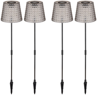 4er Set LED Solarlampe, Erdspieß, Kunststoff rauch, H 60 cm