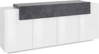 INOSIGN Sideboard Coro, Kommode, Schrank, Kredenz, grifflos mit Einlegeböden, 1 klappe,4 Türen, Doppeltiefe, B/T/H 200x45x85,6cm