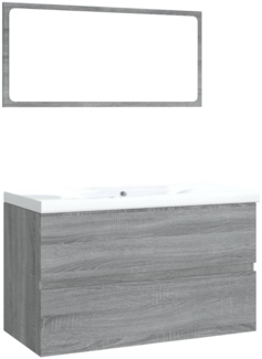 vidaXL Badmöbel-Set Grau Sonoma Holzwerkstoff 3120349