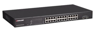 INTELLINET Switch 24x GE Web-Managed SNMP 2xMini Gbic PoE+