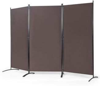 3 Panel Raumteiler mit robusten Scharnieren und Stahlbasis Freistehender Sichtschutz 260x 183 cm Kaffee