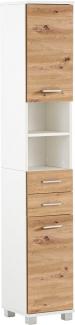 Schildmeyer Hochschrank Palermo, Holzwerkstoff, Mattweiß/Artisan Eiche Dekor, 30,3 x 23,6 x 180,9 cm (B/T/H)