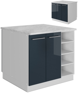 Kücheninsel Fame-Line Dunkelblau Hochglanz 90 cm ohne Arbeitsplatte Vicco
