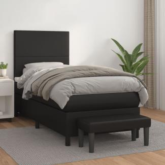 vidaXL Boxspringbett mit Matratze Schwarz 80x200 cm Kunstleder 3137509