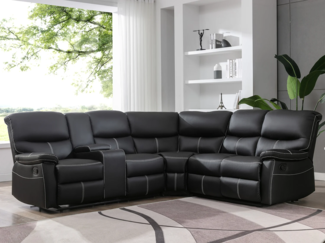 Vente-unique - Relax-Ecksofa - Kunstleder - Schwarz - CANBY