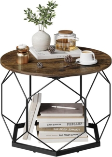 Woltu Couchtisch (1-St), Kaffeetisch mit Stauraum, Holzwerkstoff Metallrahmen