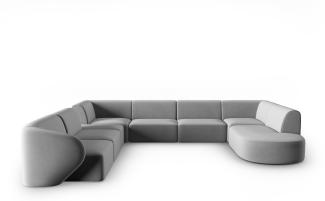 Micadoni Modulares Panorama Ecksofa Shane 8-Sitzer Links Samtstoff Grau