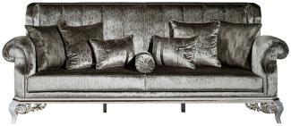 Casa Padrino Luxus Barock Sofa Grün / Weiß / Gold 230 x 85 x H. 104 cm - Prunkvolles Wohnzimmer Sofa mit dekorativen Kissen - Edel & Prunkvoll