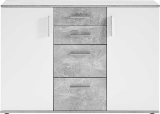 Kommode Benny / Bobby , Holzwerkstoff , Grau, Weiß , 120 x 82 x 35 cm