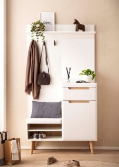 Home affaire Kompaktgarderobe Torge, Garderobe mit Stauraum, Garderobenschrank im Scandic Design in zwei Farben, viel Stauraum, 107 cm breit, für kleine Räume geeignet