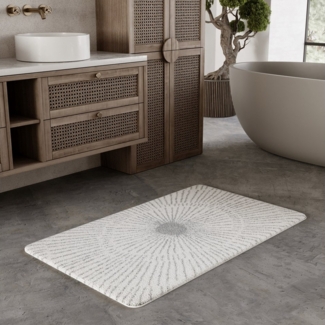 Wecon home Basics Badematte Jasbeer, Höhe 15 mm, Polyester, rechteckig, waschbar, rutschfest, strapazierfähig, pflegeleicht mit Linien Design