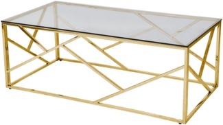 Couchtisch 120x60 gold grau Sofatisch Glas Tisch Beistelltisch Wohnzimmertisch