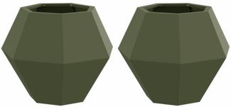 vidaXL Pflanzkübel 2 pcs Olive Grün 50 x 50 x 40 cm Stahl 884059