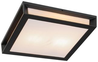 Qazqa Außen-Deckenleuchte Jeffrey, ohne Leuchtmittel, E27, Schwarz, Modern, Aluminium, 2-flammig