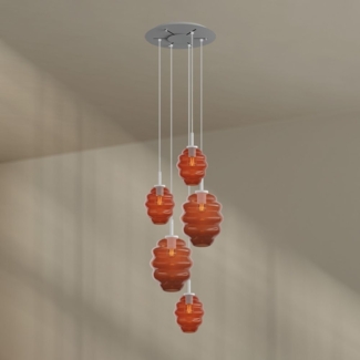 s.luce Echos Galerieleuchte 5-flammig Ø 60cm Baldachin Ø 18/25cm Braun, Weiß