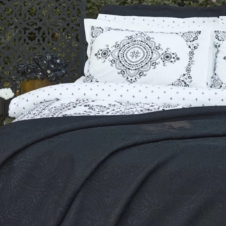 Karaca Home Bettwäsche Karaca Home Orian Doppelbett Nish Bettbezug Set Schwarz