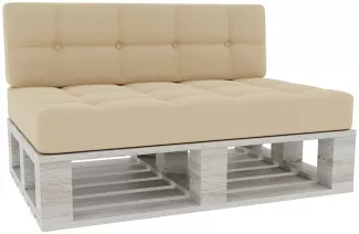 Gutekissen® Palettenkissen Gesteppte Kissen mit Knöpfen, Palettenauflagen Sitzkissen Rückenlehne Gesteppt PFG (Set (Sitzkissen 120x80 +Rückenlehne 120x40), Creme)