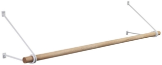 SO-TECH® Wandgarderobe 260x250 mm mit Ø 30 mm Kleiderstange aus Holz (Spar-Set, 1 St), Weiß lackiert mit 50 cm Garderobenstange aus Eiche