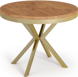 WFL GROUP Esstisch Dina (erhältlich in 3 Größen – 90/100/120 cm ausziehbar auf 170/180/200 cm), platzsparender Tisch in Holzoptik für Küche, Esszimmer oder Wohnzimmer