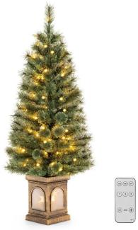 COSTWAY Künstlicher Weihnachtsbaum, 120cm im Topf, 116 Spitzen, 3 Lichtmodi