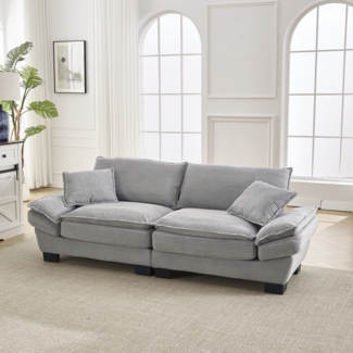 2-Sitzer Sofa 224×81×81 cm, Samtstoff, ultratiefe Sitzfläche, Holzrahmen,gepolsterte Armlehnen,Grau