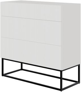 Selsey 'Veldio' Kommode mit 3 Schubladen, weiß mit schwarzem Metallgestell, ca. 90 x 90 x 38 cm