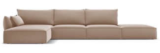 Micadoni Ecksofa Kaelle 5-Sitzer Links Samt Beige Kunststoff schwarz