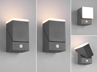 Schwenkbare LED Außenwandleuchten - 2er Set mit Bewegungsmelder, H: 16cm