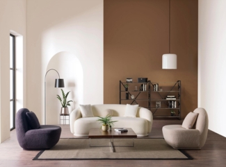 Sitzgruppe/Sofa Set - Wohnzimmergarnitur "Maranta" 3+3+1+1-Weiß/Beige/Schwarz