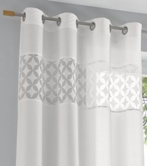 Kutti Vorhang Jessy weiß (1 St), Ösen, halbtransparent, Ausbrenner, moderne Gardine, silberne Ösen